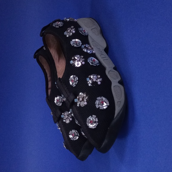 Dior Black Sequins Embellished Mesh Fusion Slip-On Sneakers - Picture 7 of 12